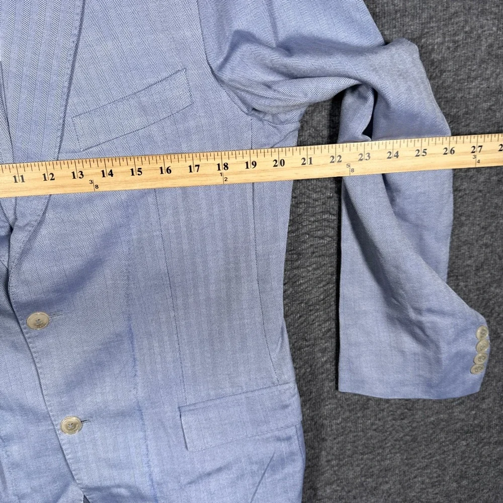 Versace Collection‎ Blazer Mens 52IT(42) Blue Silk Wool Herringbone Unstructured